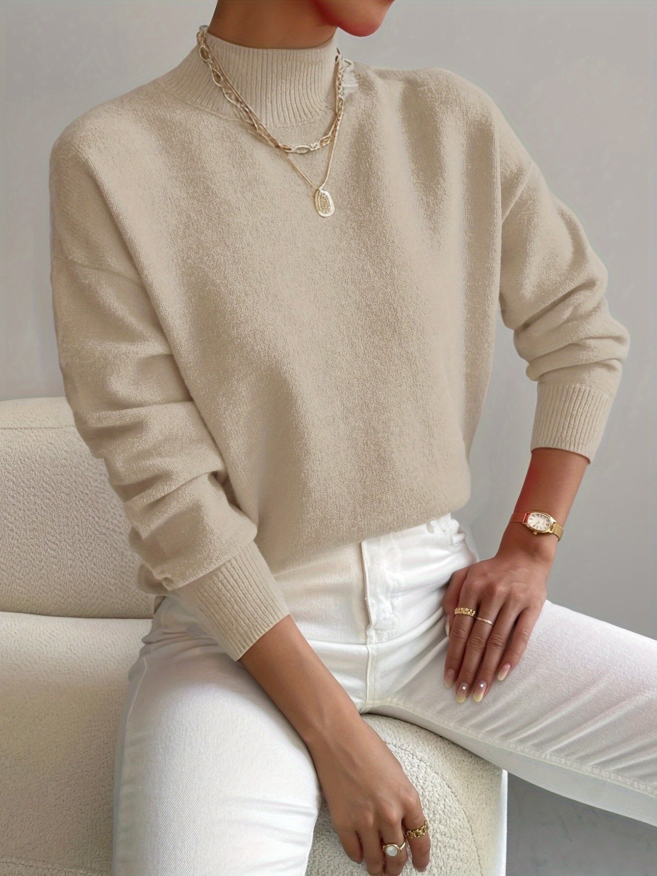 Evoque™ | Classic High-Neck Knit Sweater