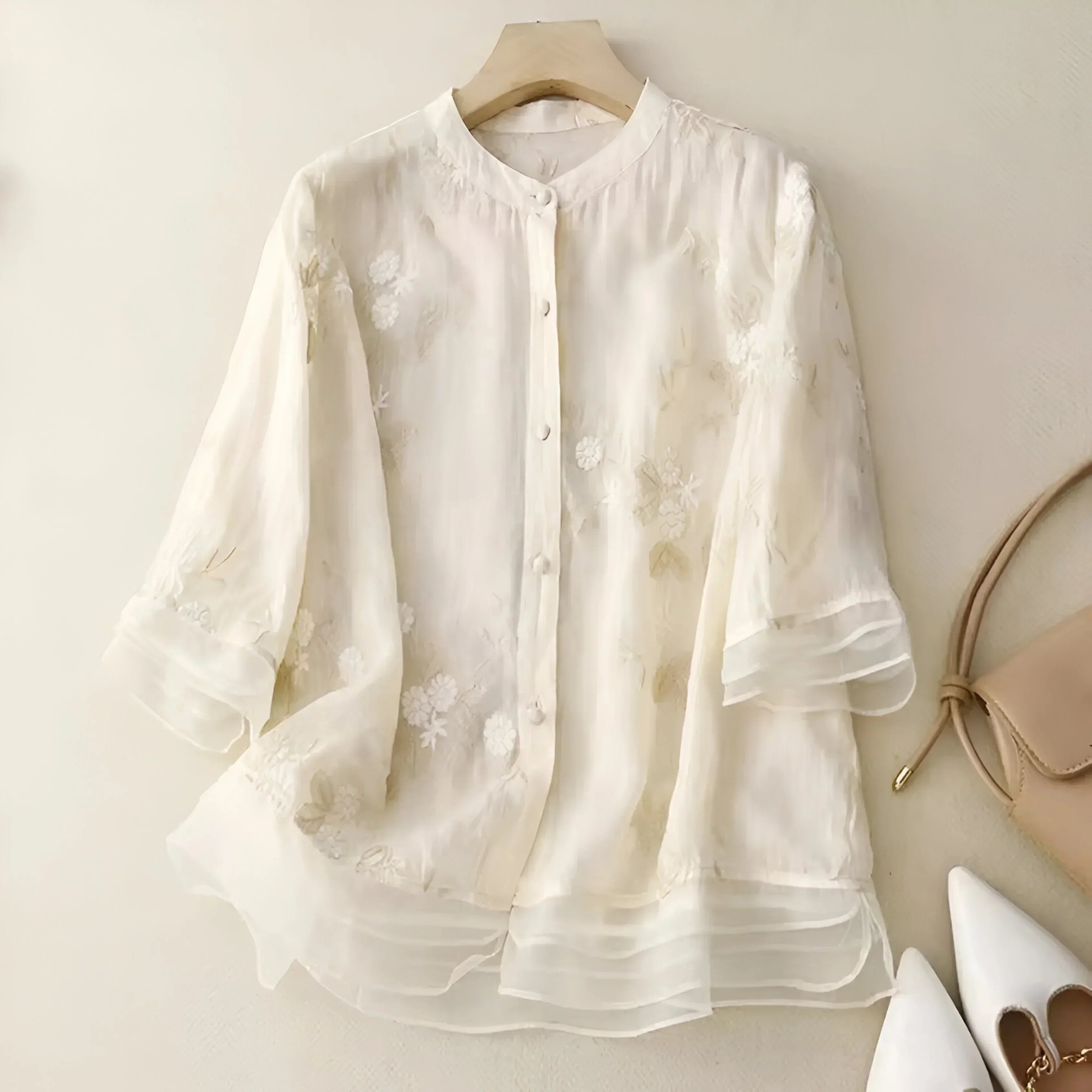 EVOQUE™ | EMBROIDERED CHIFFON BLOUSE