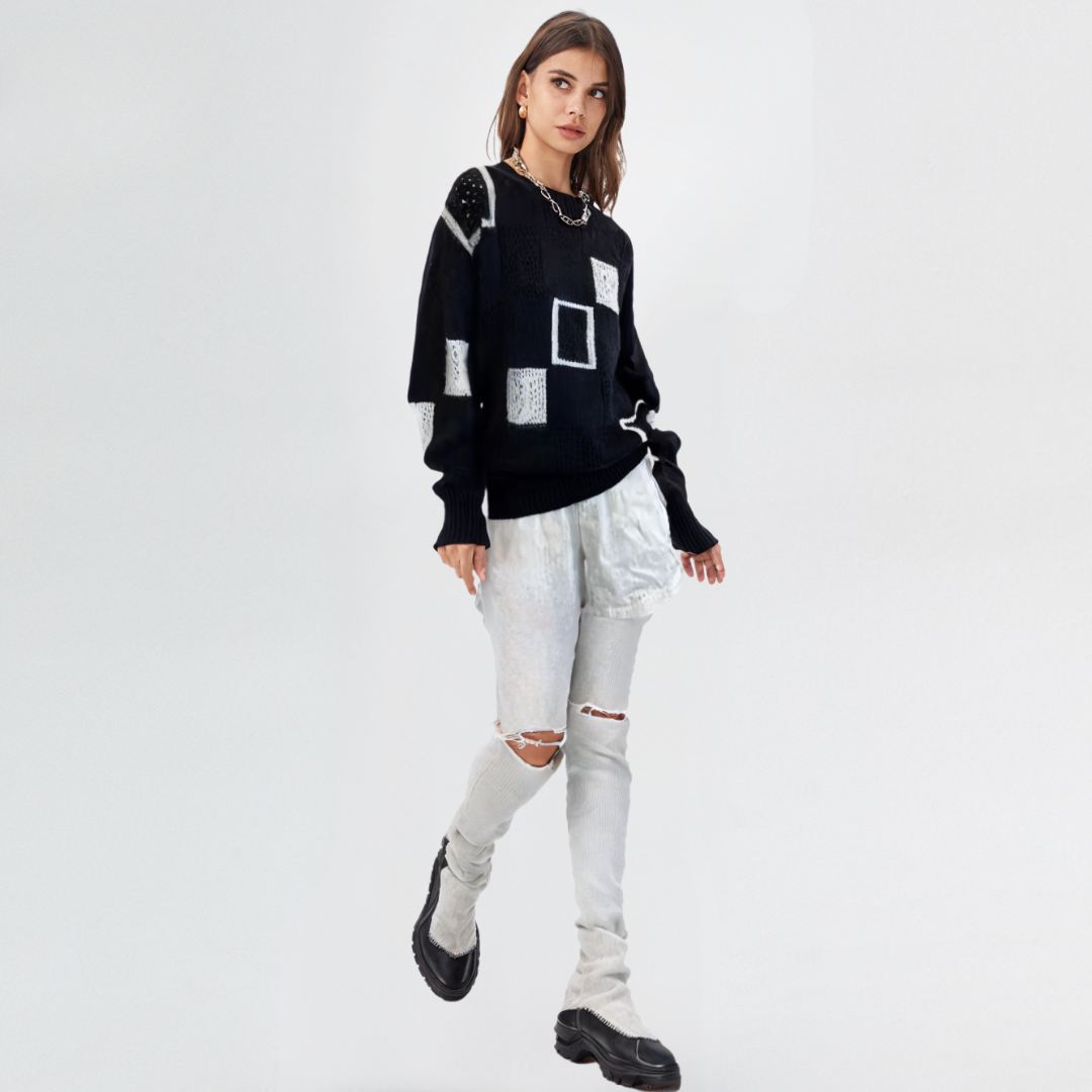 EVOQUE™ | Geometric Knit Sweater – Cozy & Stylish Comfort