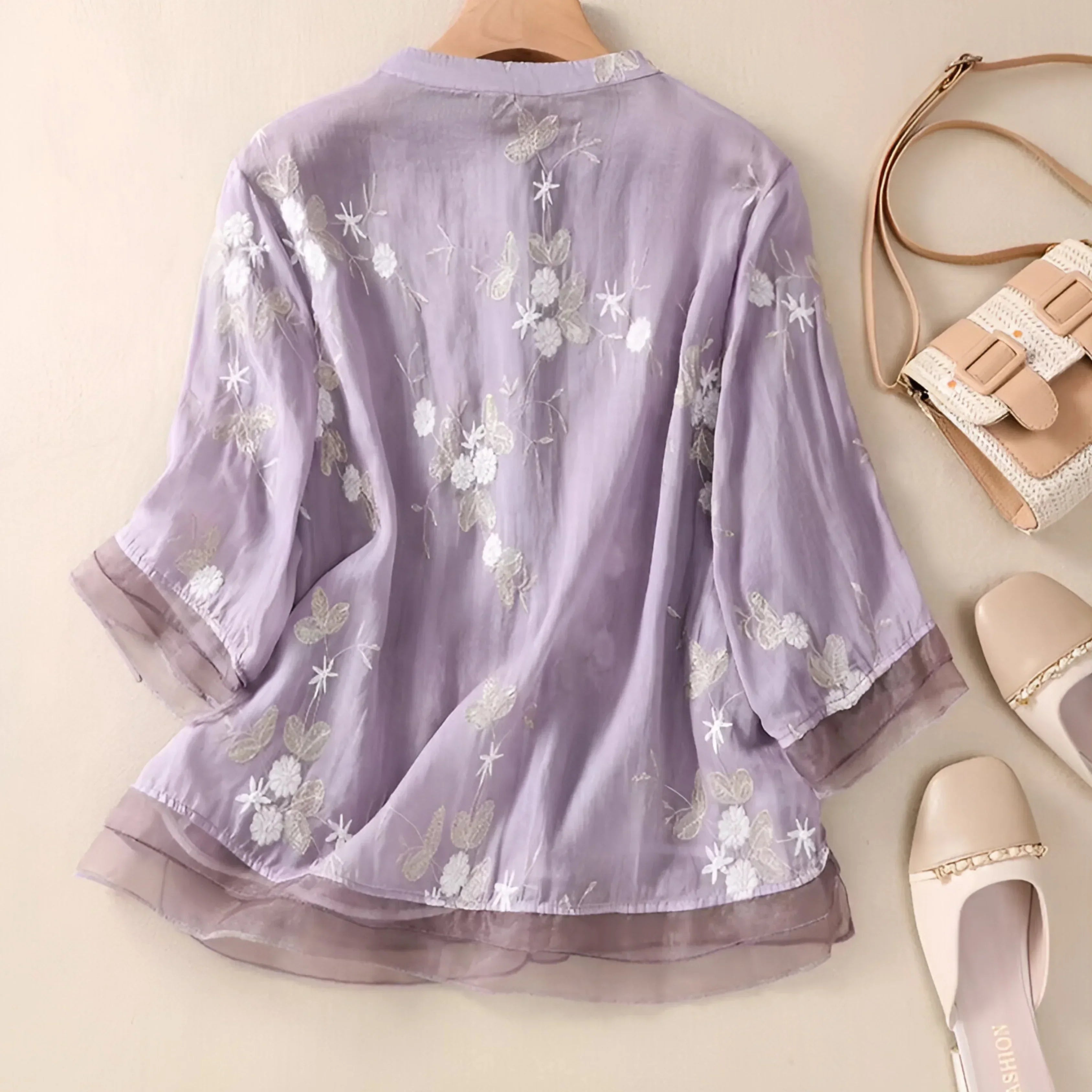 EVOQUE™ | EMBROIDERED CHIFFON BLOUSE