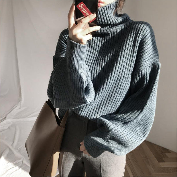 Evoque™ | Luxe Turtleneck Balloon Sleeve Sweater