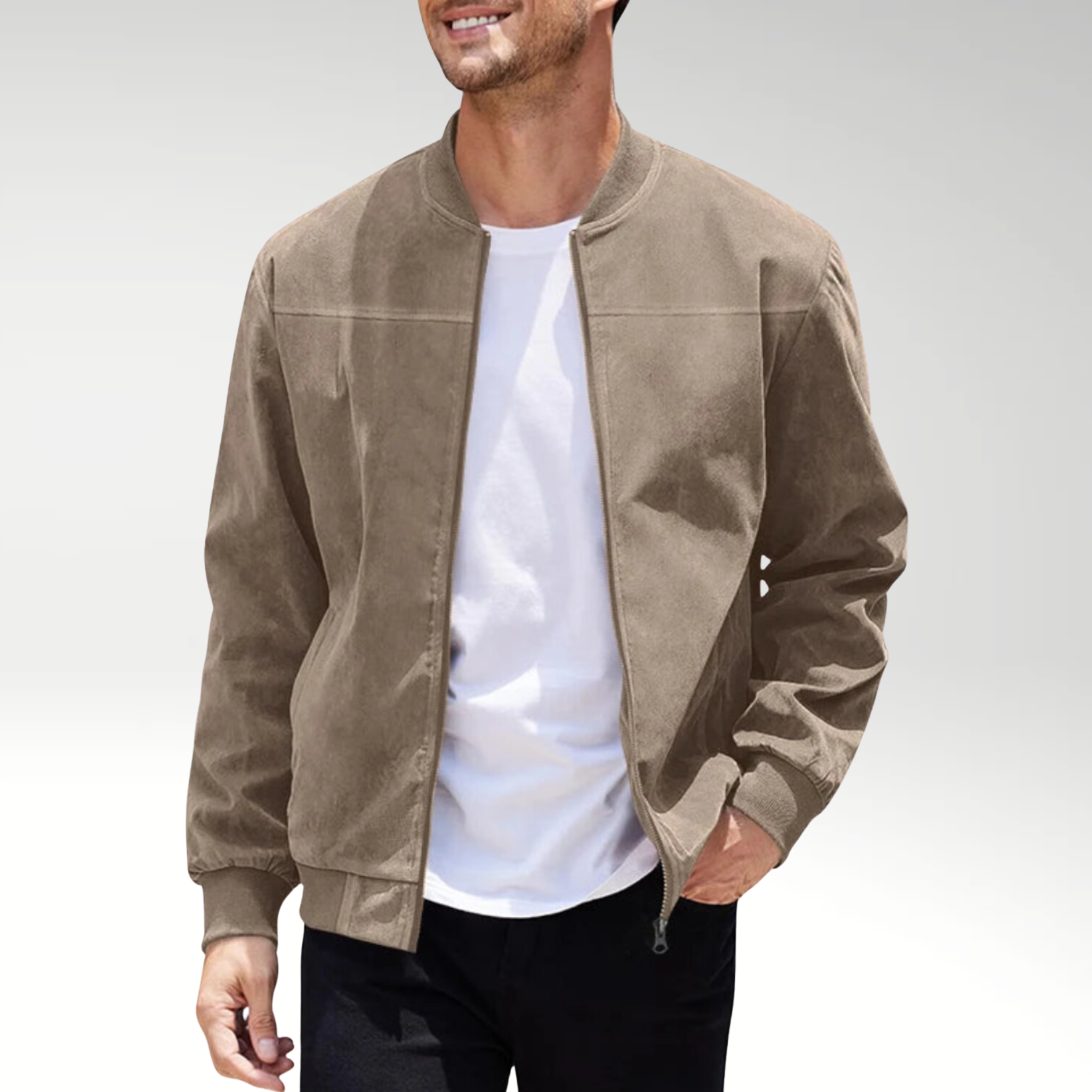 Evoque™ | Vintage Suede Bomber Jacket