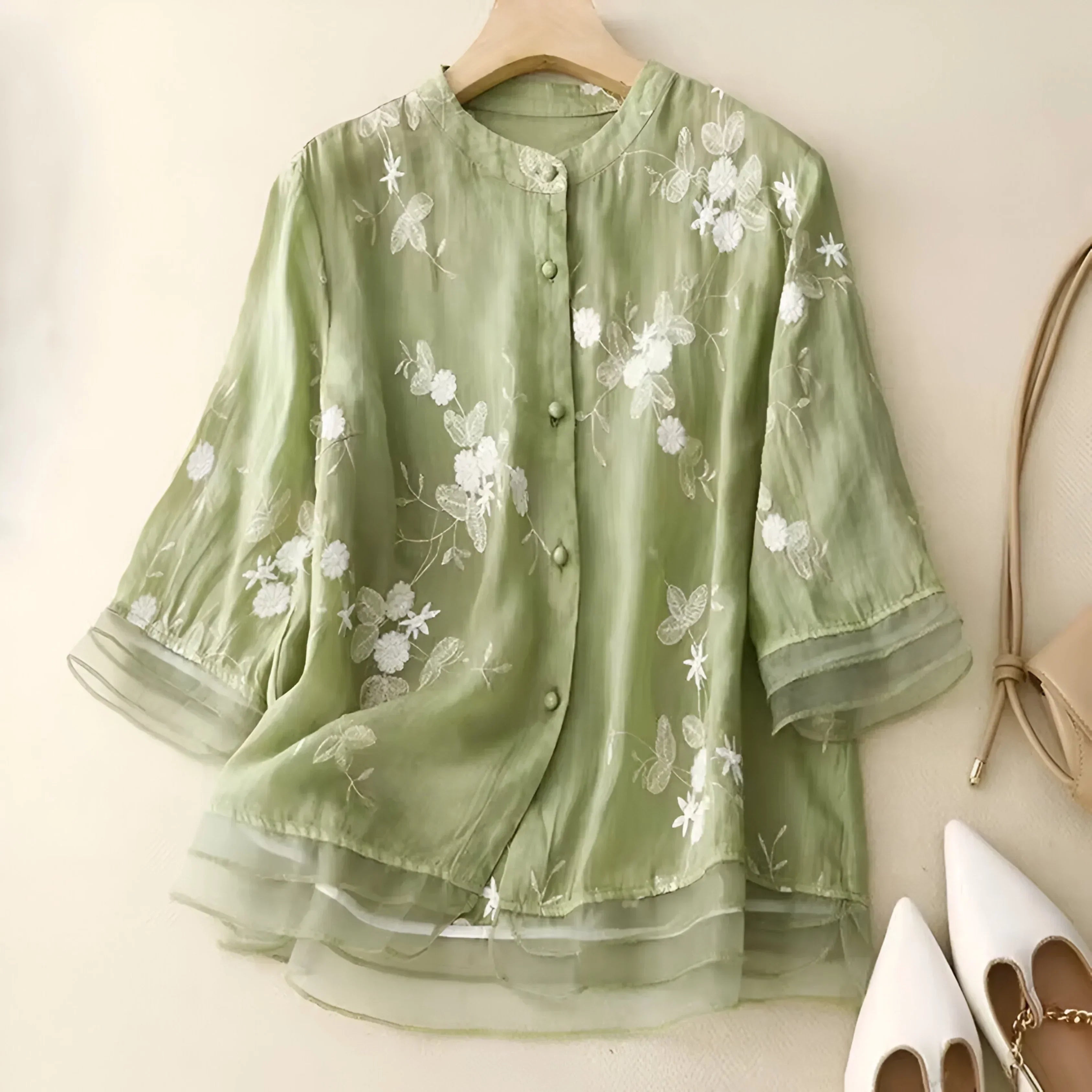 EVOQUE™ | EMBROIDERED CHIFFON BLOUSE