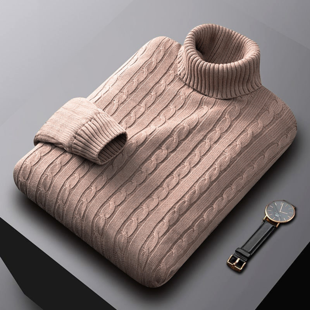 Evoque™ | Classic Cable Knit Turtleneck Sweater