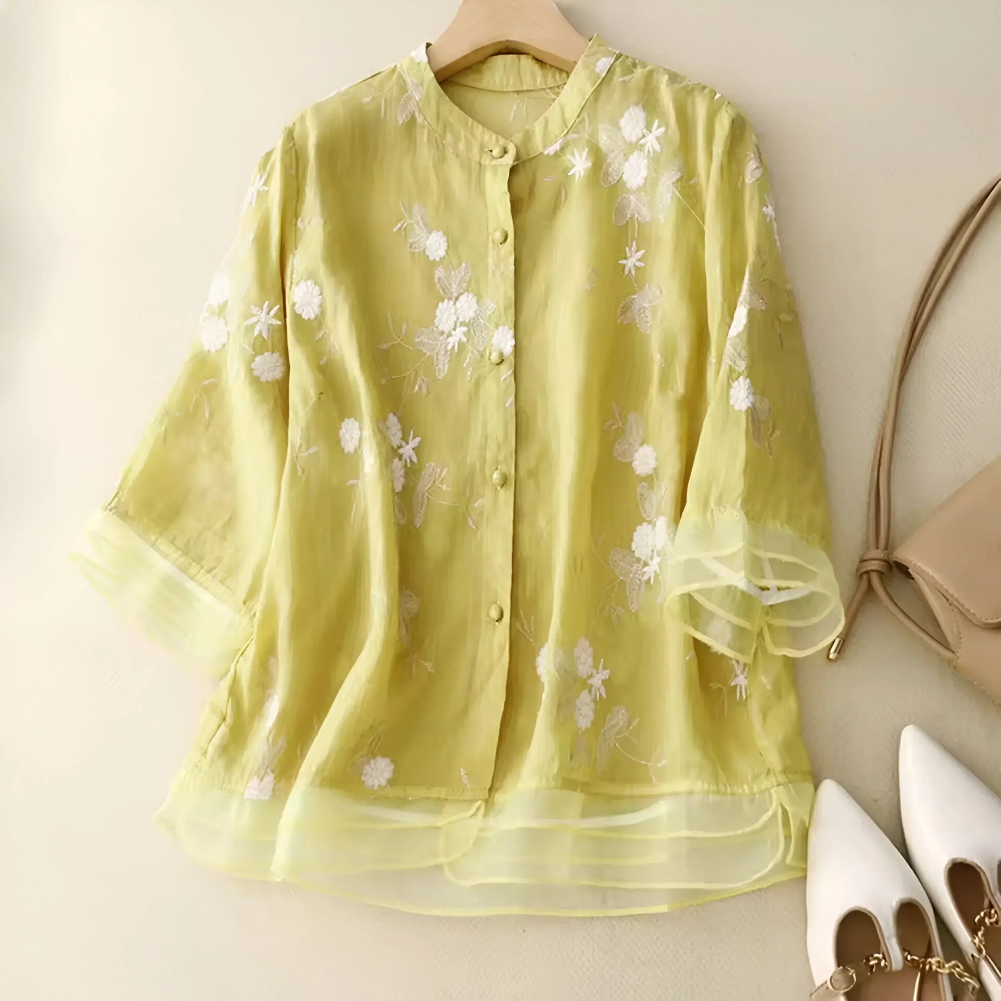 EVOQUE™ | EMBROIDERED CHIFFON BLOUSE