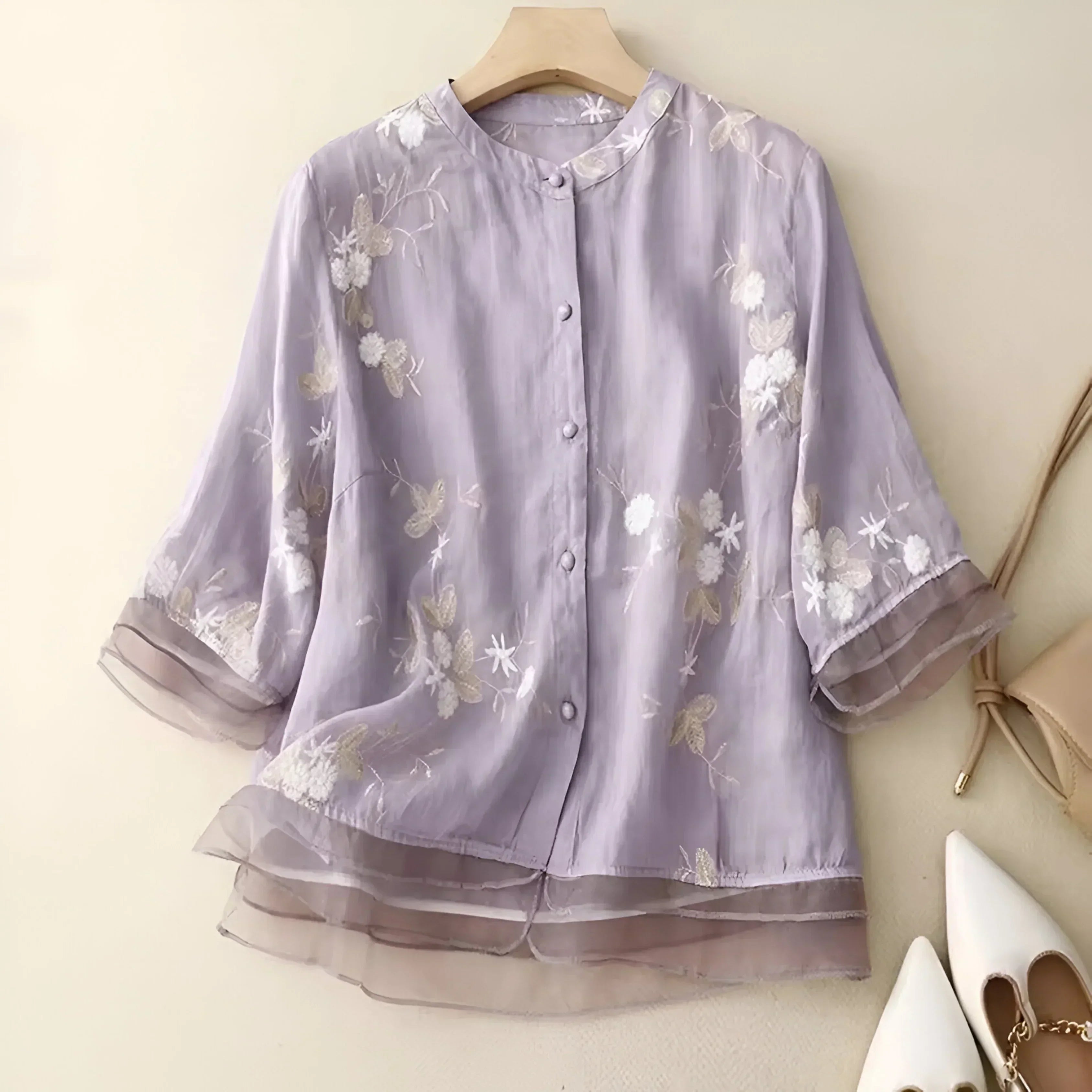 EVOQUE™ | EMBROIDERED CHIFFON BLOUSE