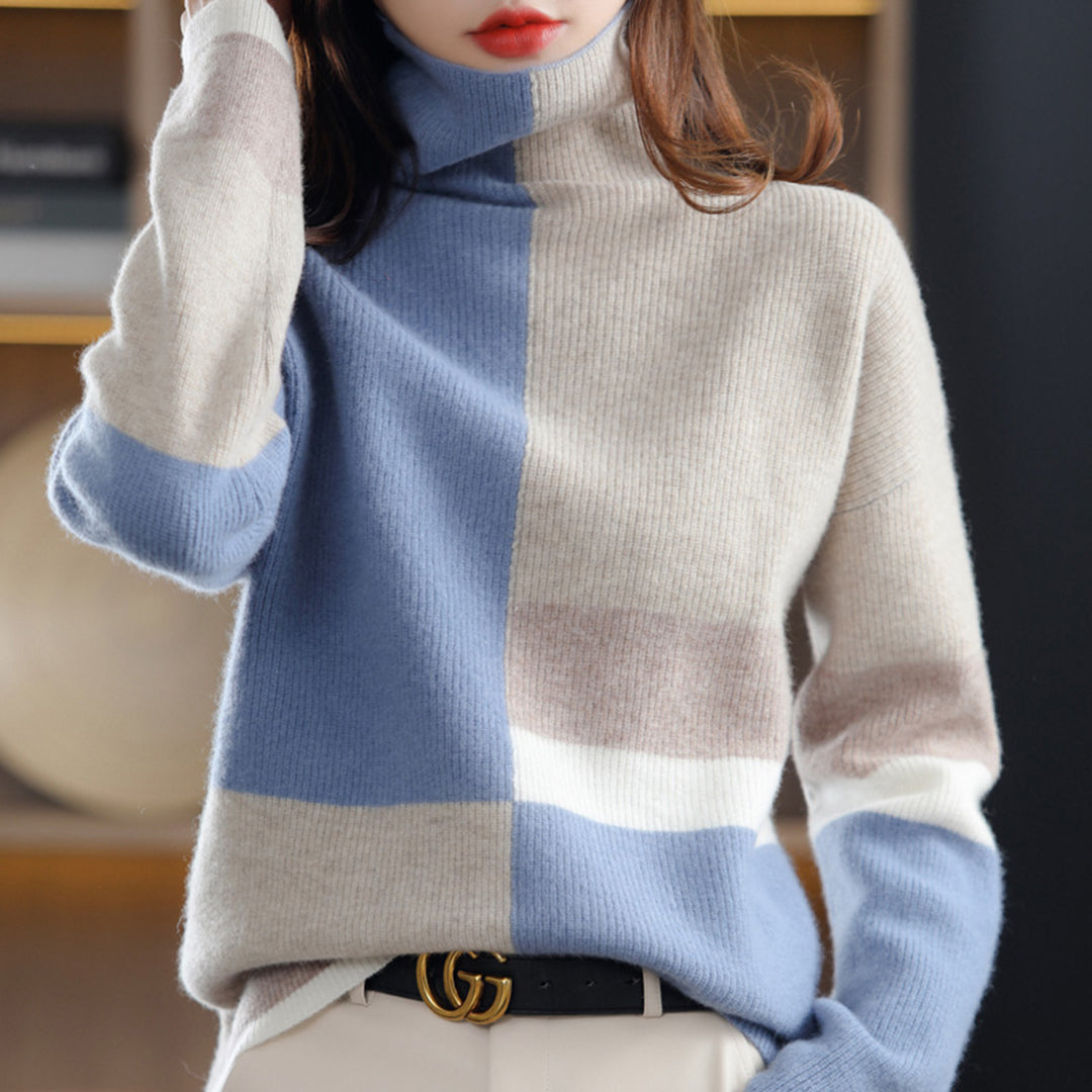 EVOQUE™ | COLORBLOCK HIGH-NECK SWEATER