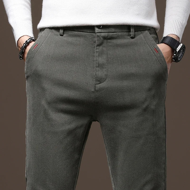 Evoque™ | Classic Cotton Stretch Slim Fit Trousers