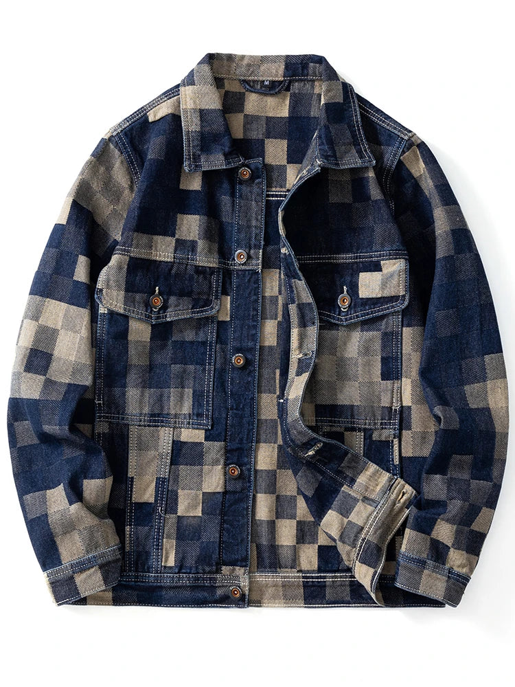 Evoque™ | Checked Denim Jacket