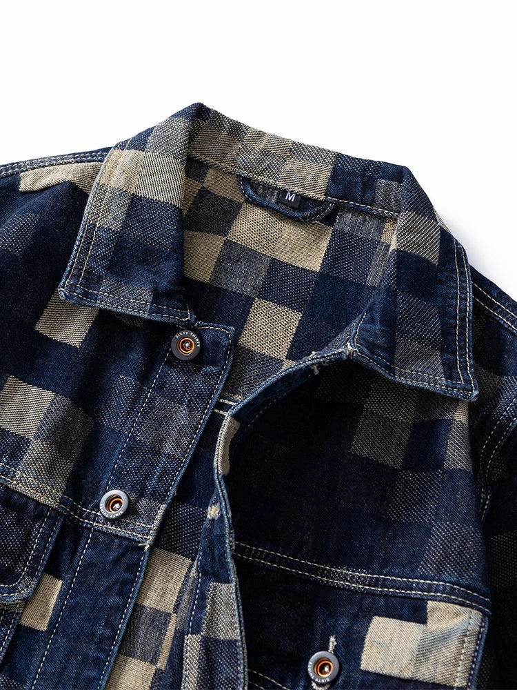 Evoque™ | Checked Denim Jacket