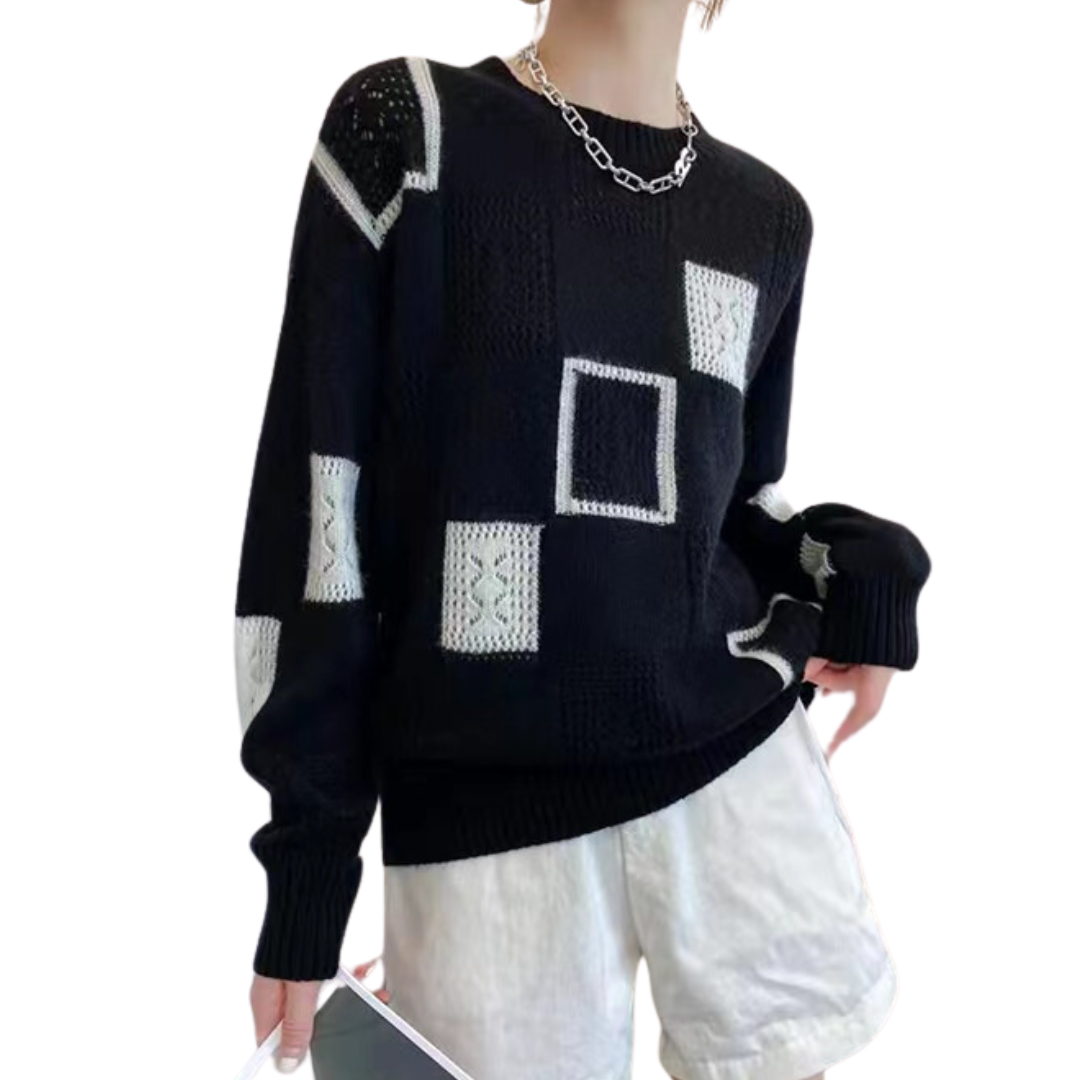 EVOQUE™ | Geometric Knit Sweater – Cozy & Stylish Comfort