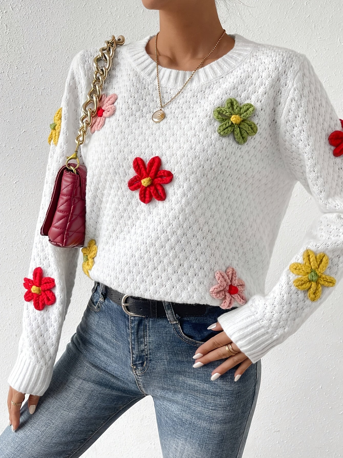 Evoque™ | 3D Floral Knit Sweater