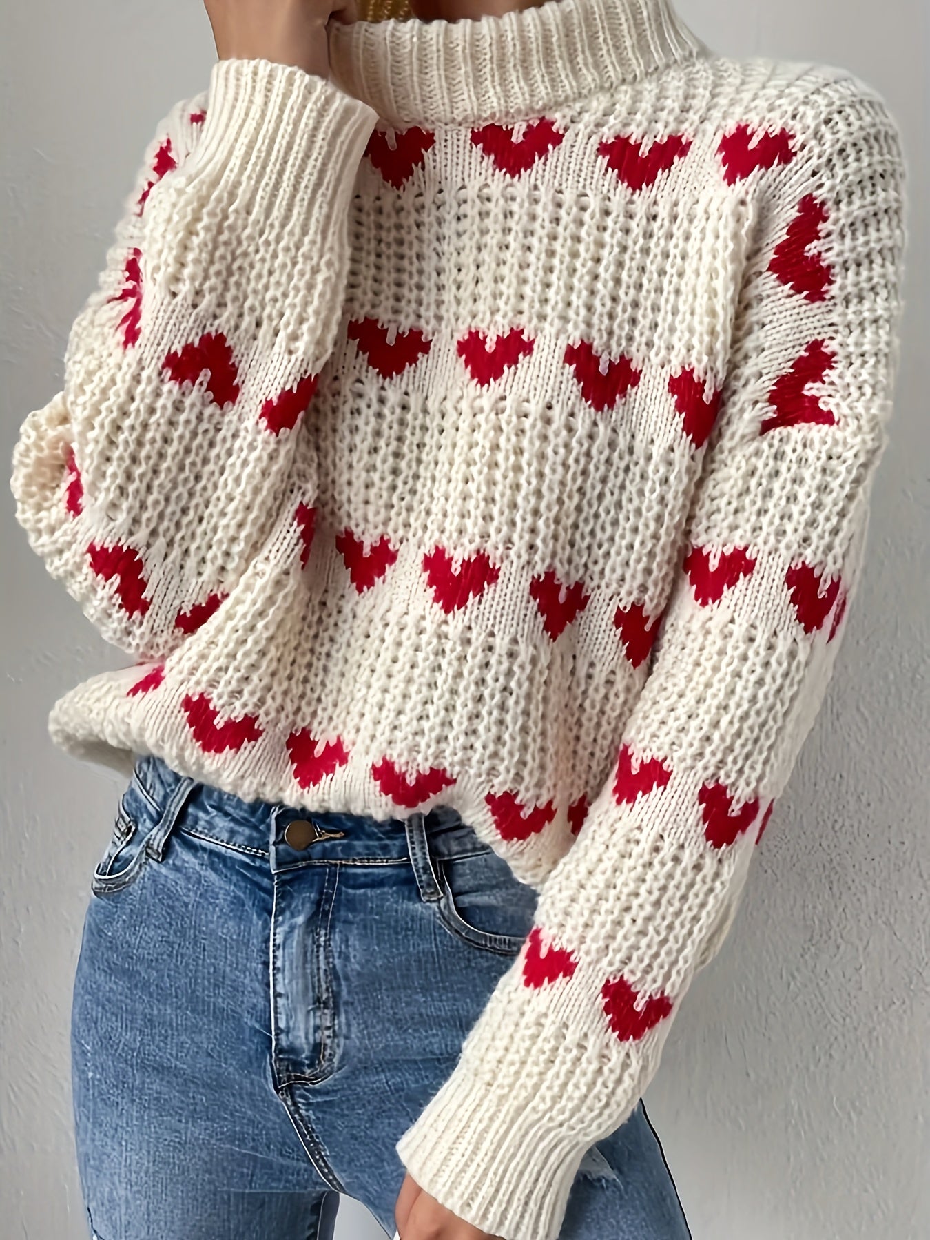 Evoque™ | Cozy Heart Knit Sweater