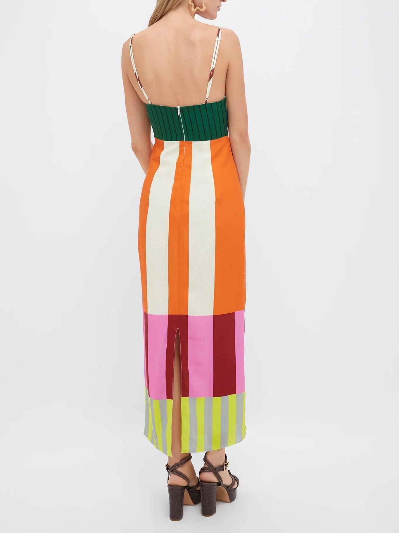 EVOQUE™ | MULTI-COLOR STRIPED MIDI DRESS